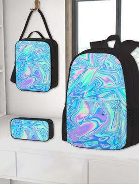 Holographic Swirl Backpack Set with Matching Accessories